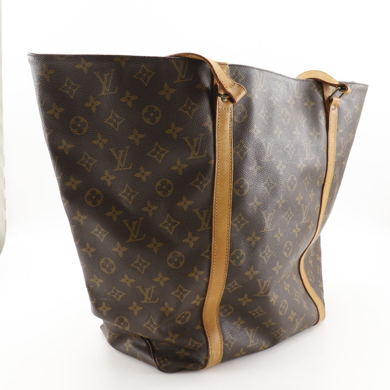 【LOUIS VUITTON】ルイ・ヴィトン
 サックショッピング ショルダーバッグ
 ラージ M51109 モノグラムキャンバス 茶 NO0920刻印 肩掛け A4 オープン Sac shopping レディースB-ランク