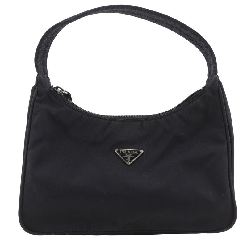 極美品　PRADA プラダ　ハンドバッグ　M05 極 美品 プラダ 三角ロゴ 金具 ナイロン ミニ ハンドバッグ ブラック 黒