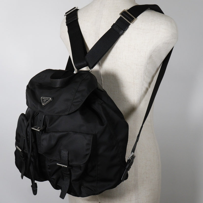 [PRADA] Prada 
 Triangle logo backpack daypack 
 1BZ811 Nylon Vela Black shoulder handbag 2WAY belt bracket Triangle Logo Unisex A-Rank
