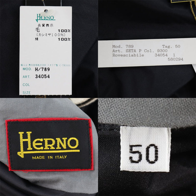 【Herno】ヘルノ
 リバーシブル ステンカラーコート
 カシミヤ 黒 reversible メンズAランク