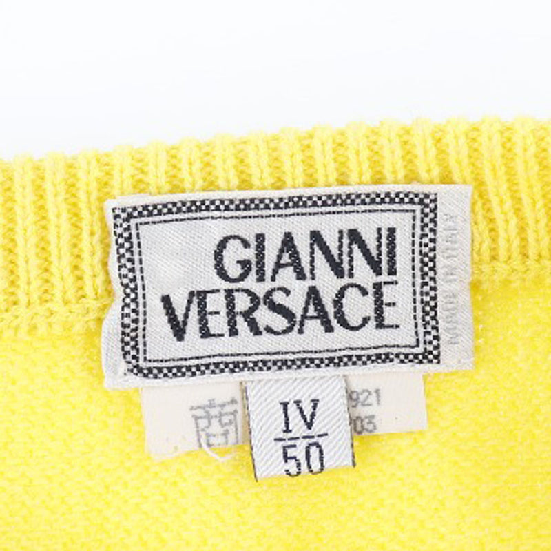 【VERSACE】ヴェルサーチ
 ジャンニヴェルサーチ セーター
 サイドジップデザイン コットン 黄 Gianni Versace メンズ