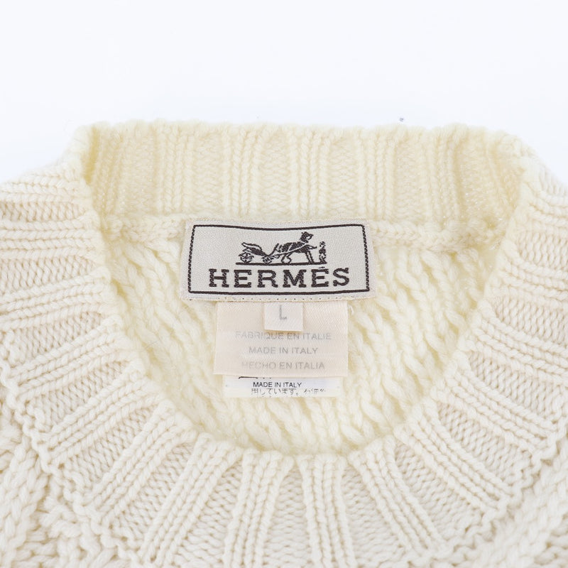 [Hermes] Hermes 
 Suéter de punto de cable 
 Lana White Cable Knit Men's