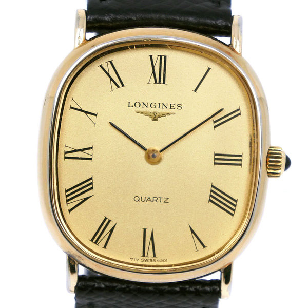 [Longines] Longines 
 watch 
 Gold plating x stainless steel x leather quartz analog display gold dial men's
