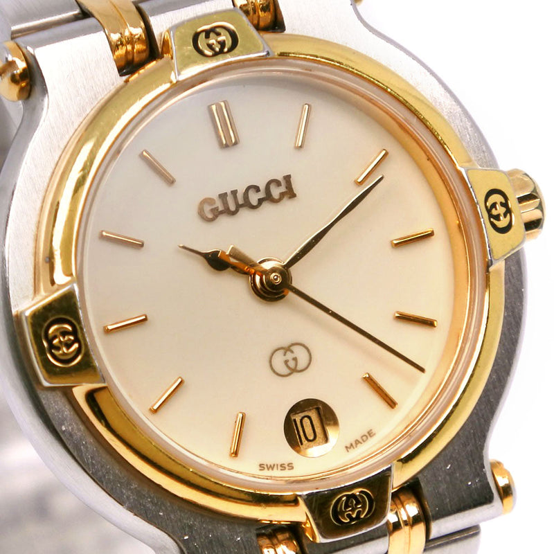 [Gucci] Gucci 
 手表 
 9000L不锈钢X金色石英模拟显示象牙表盘女士