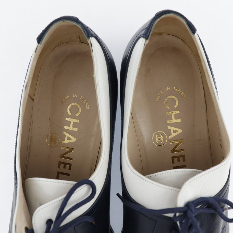 【CHANEL】シャネル
 オックスフォードシューズ ローファー
 バイカラー ココマーク 95P A01377 レザー 紺/白 Oxford shoes レディース