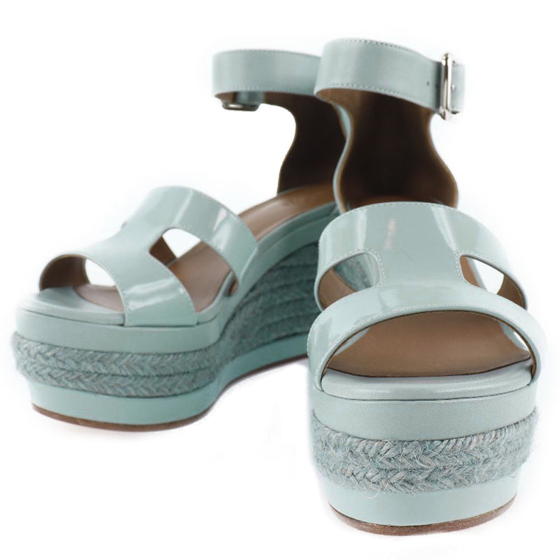 [HERMES] Hermes 
 Espadrille sandals 
 Wedge sole leather x enamel light blue Espadrille Ladies S rank