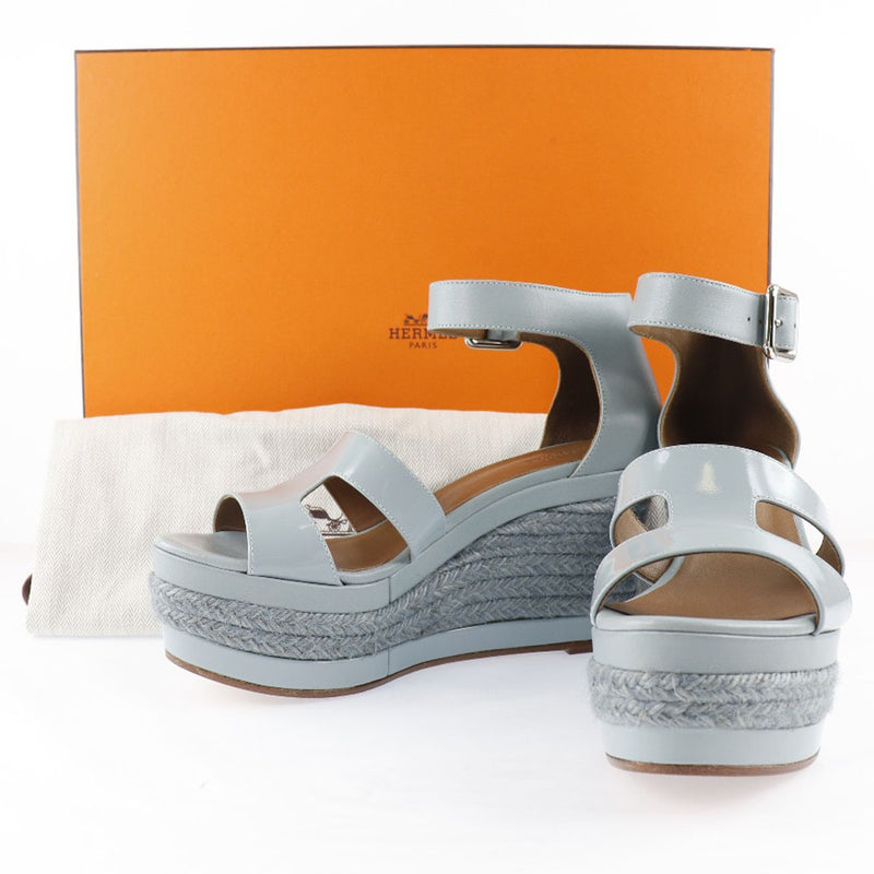 [HERMES] Hermes 
 Espadrille sandals 
 Wedge sole leather x enamel light blue Espadrille Ladies S rank