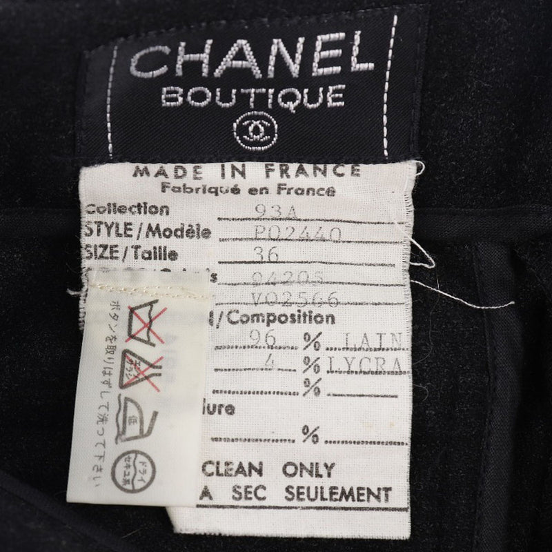 【CHANEL】シャネル
 ココマーク スカート
 バックボタン 93A P02440 ウール チャコールグレー COCO Mark レディースAランク