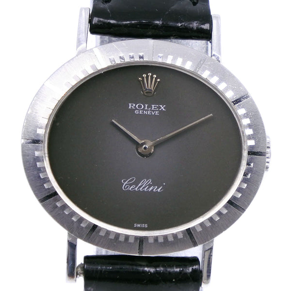 [ROLEX] Rolex 
 Cherini Watch 
 Cal.1601 4081/9 K18 White Gold x Crocodile Black Black Gray Dial CHERINI Ladies