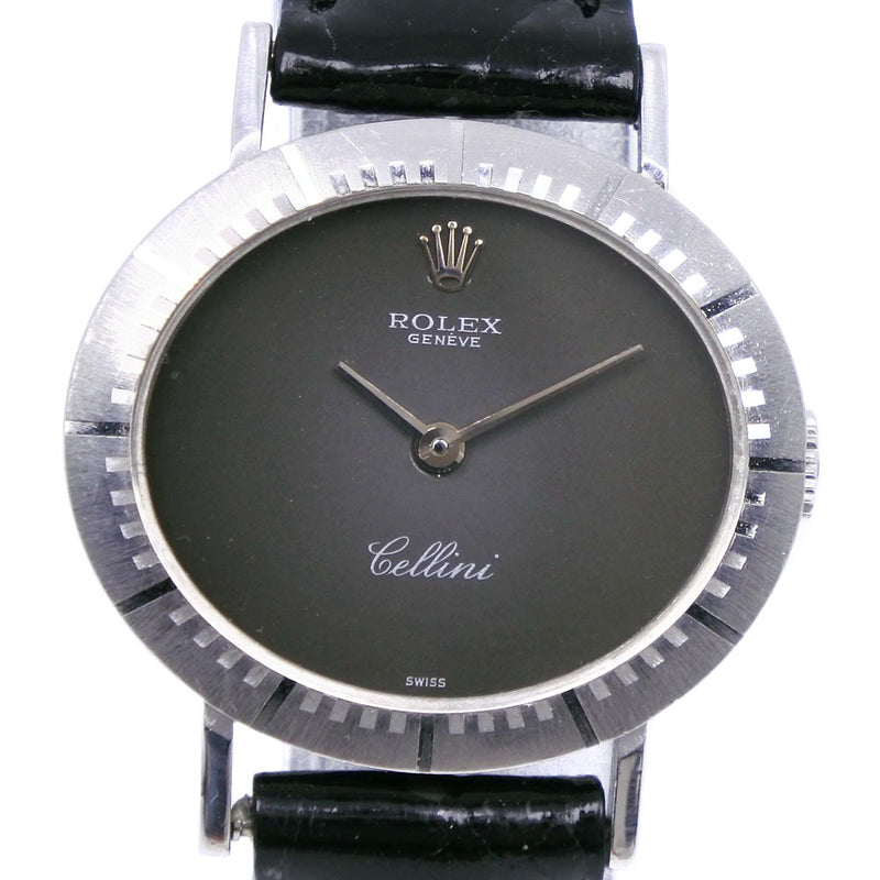 [Rolex] rolex 
 Reloj Cherini 
 Cal.1601 4081/9 K18 Oro blanco x cocodrilo negro negro dial cherini damas