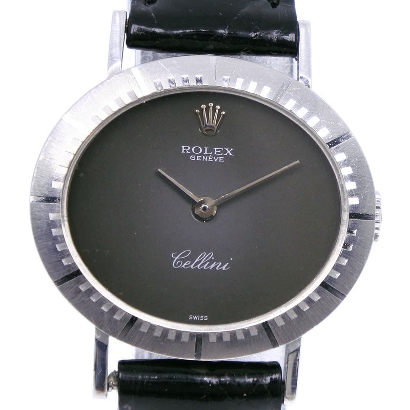 [Rolex] Rolex Cherini Watch Cal.1601 4081/9 18KOro blanco x cocodrilo negro dial gris negro cherini damas