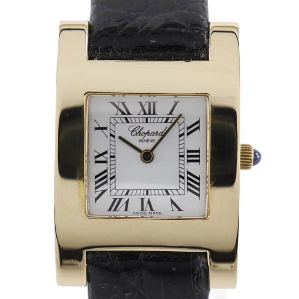 【Chopard】ショパール
 腕時計
 12/7405 K18イエローゴールド×レザー 黒 クオーツ アナログ表示 白文字盤 メンズ