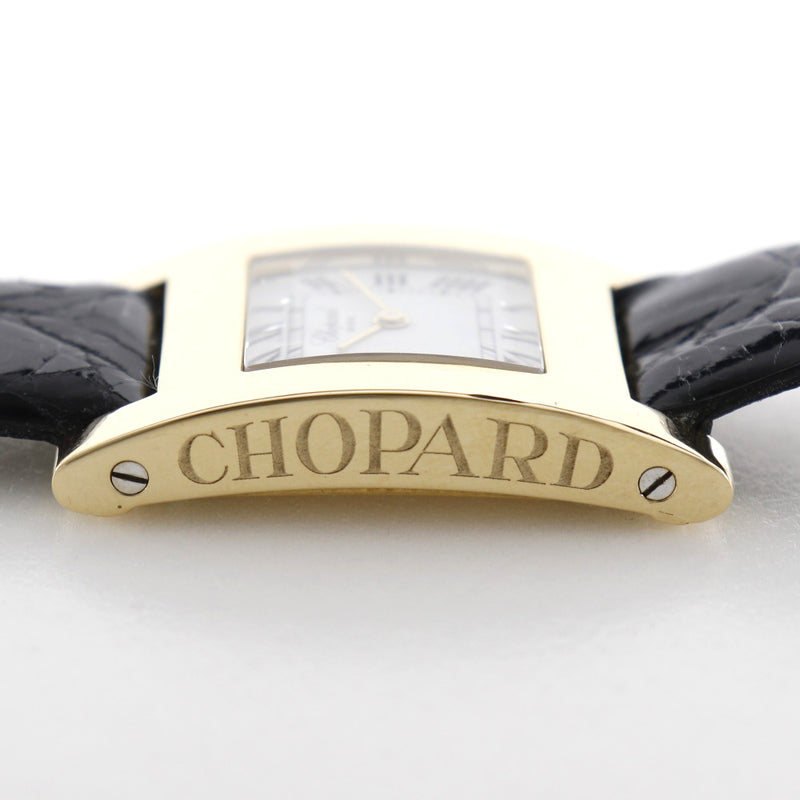 [Chopard] Chopard 
 mirar 
 12/7405 K18 ORO AMARILLO X Pantalla analógica de cuarzo negro de cuero Hombres blancos