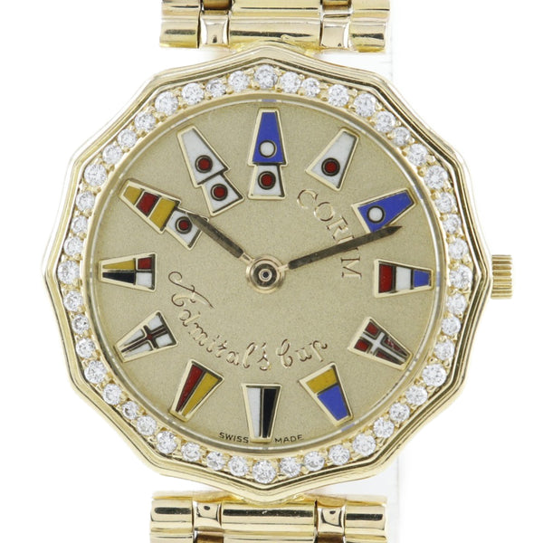 [CORUM] Corm 
 Admirals Cup Watch 
 Bezel diamond 30.915.65V-66 K18 Yellow Gold x Diamond Gold Quartz Analog Display Gold Dial ADMIRALS CUP Ladies