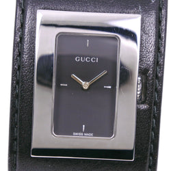 [Gucci] Gucci Bangle Watch Reloj 7800L acero inoxidable x cuero de cuero negro analógico damas de brazalete reloj damas a-rank