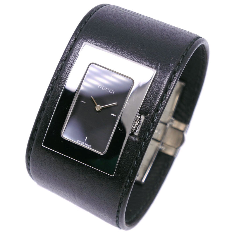 [Gucci] Gucci 
 Reloj de brazalete 
 7800L acero inoxidable x cuero exhibición analógica de cuarzo de cuero Reloj de brazalete negro Damas A-Rank