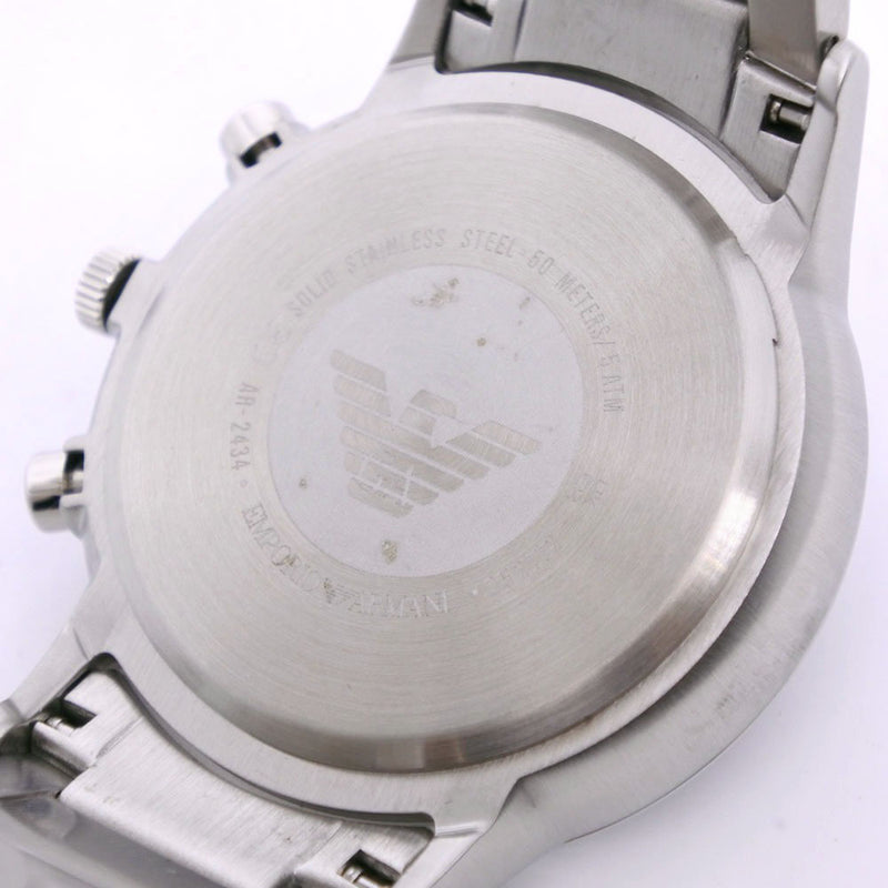 [Armani] Emporio Armani 
 手表 
 AR-2434不锈钢银石英计时码表黑色表盘男士A级