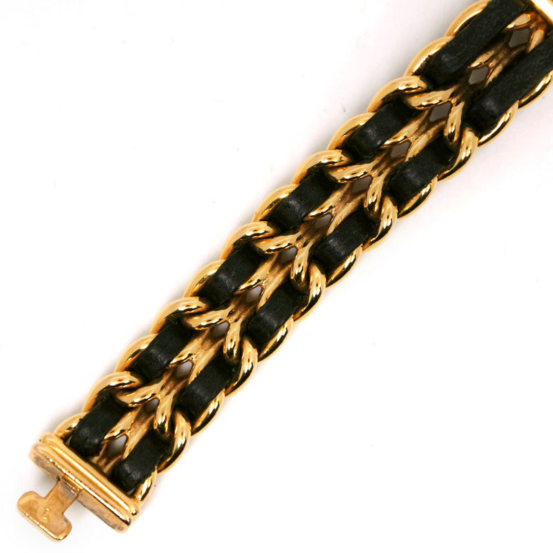 [Chanel] Chanel Premiere L Watch H0001 Gold Plating x Cuero Negro/Gold Quartz Analógico Lord Premiere L Ladies B-Rank