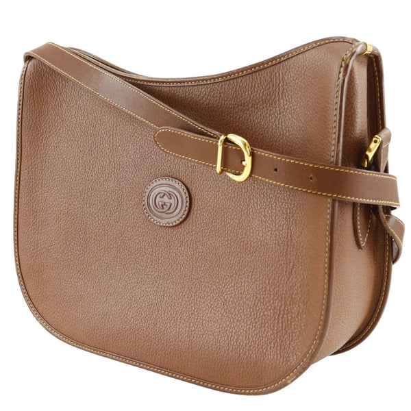 [GUCCI] 
 Interlocking G Shoulder Bag
 Old Gucci 001.084.1036 Calfskin Brown Crossbody A5 Fastener Interlocking G Women