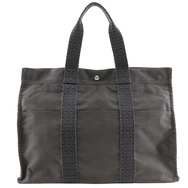 【HERMES】エルメス
 エールライントートGM トートバッグ
 ナイロンキャンバス グレー 肩掛け 手提げ A4 スナップボタン Herline Tote GM ユニセックスA-ランク