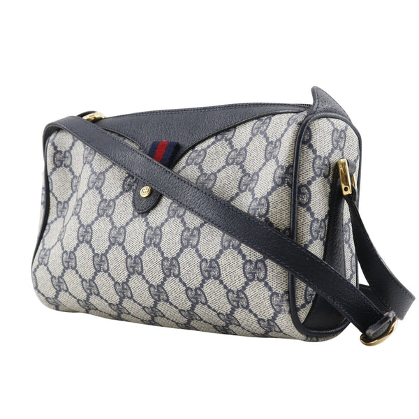 [GUCCI] 
 Sherry Line Shoulder Bag
 Old Gucci GG Plus Gray/Navy Crossbody Fastener Sherry line ladies