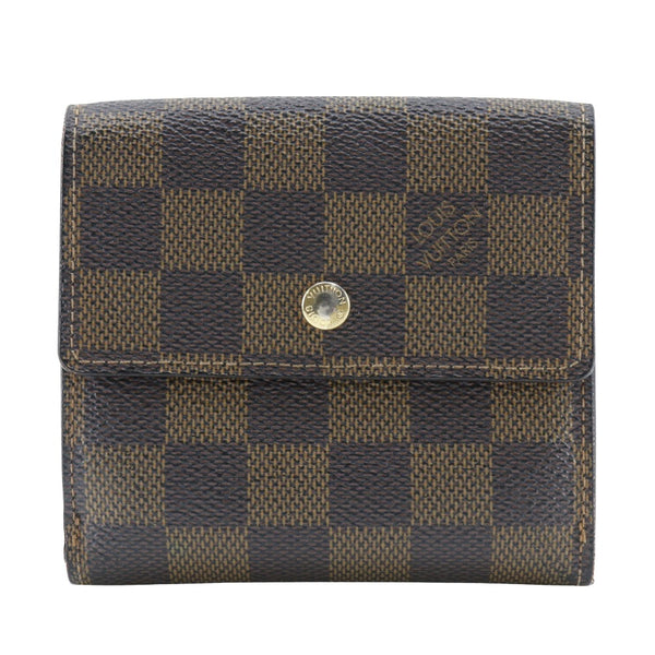 [Louis Vuitton]LOUIS VUITTON
 Porte BilletsCartes Crdit Billetera 
 W Hook N61652 Damier Canvas Brown SP0056 Botón Snap grabado por Porte BilletsCartes CRDIT UNISEX