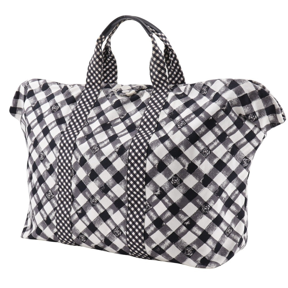 シャネル　CHANEL　ボストンバッグ チェック柄　ホワイトステッチ CHANEL】シャネル ギンガムチェックトート ボストンバッグ クルーズ