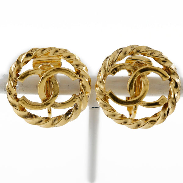 [Chanel] Chanel 
 COCO Mark Pendientes 
 Vintage Gold Apra.