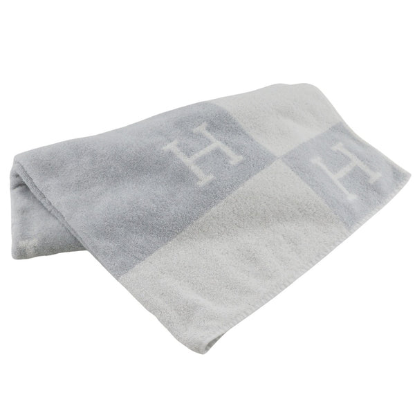 【HERMES】エルメス
 バスタオル その他雑貨
 アヴァロン タオルケット コットン 水色 bath towel _A-ランク