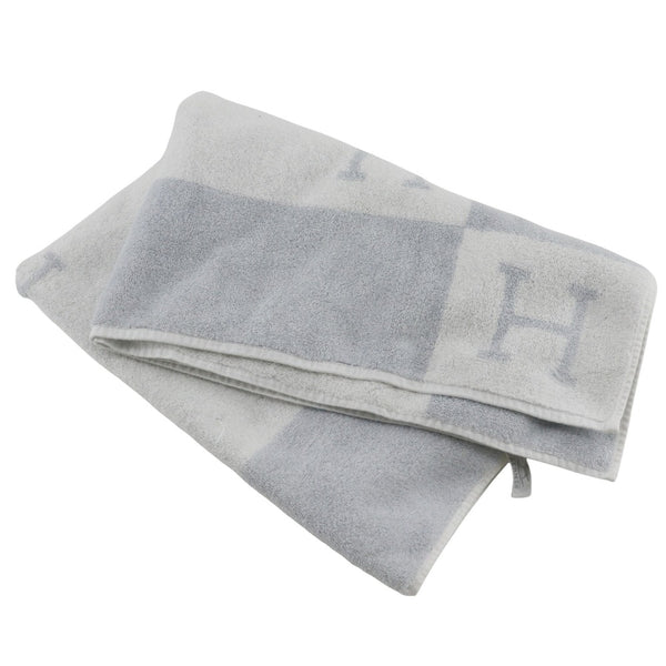 【HERMES】エルメス
 バスタオル その他雑貨
 アヴァロン タオルケット コットン 水色 bath towel _A-ランク