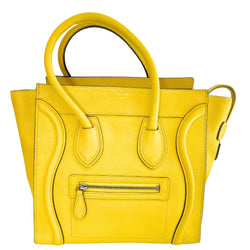 [CELINE] Celine Raggage Handbag Micro Shopper 167793 Leather Yellow Handscape A5 Fastener Luggage ladies