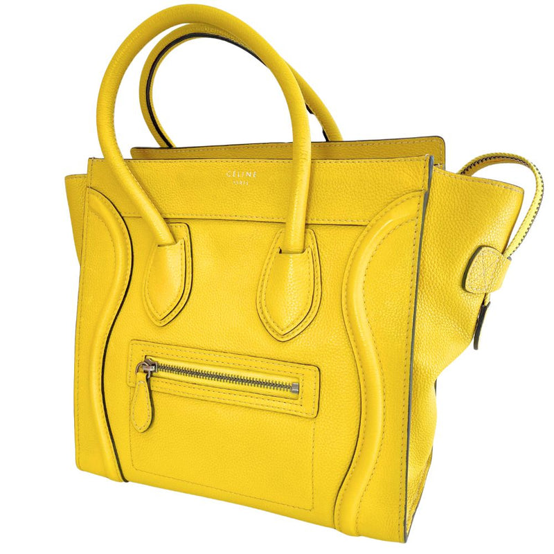 [CELINE] Celine Raggage Handbag Micro Shopper 167793 Leather Yellow Handscape A5 Fastener Luggage ladies