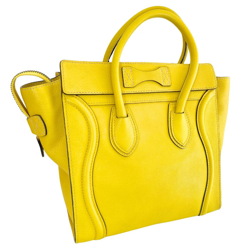 [CELINE] Celine Raggage Handbag Micro Shopper 167793 Leather Yellow Handscape A5 Fastener Luggage ladies