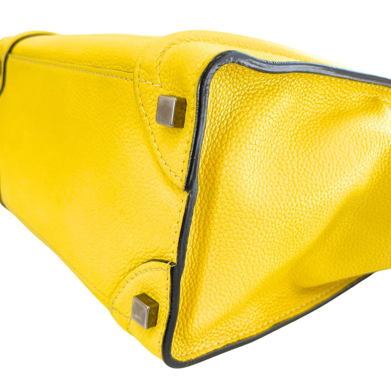 [CELINE] Celine Raggage Handbag Micro Shopper 167793 Leather Yellow Handscape A5 Fastener Luggage ladies