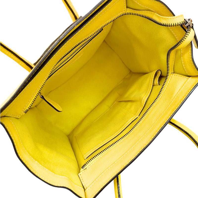 [Celine] Celine 
 Luggage handbag 
 Micro Shopper 167793 Leather Yellow Handscape A5 Fastener LUGGAGE Ladies
