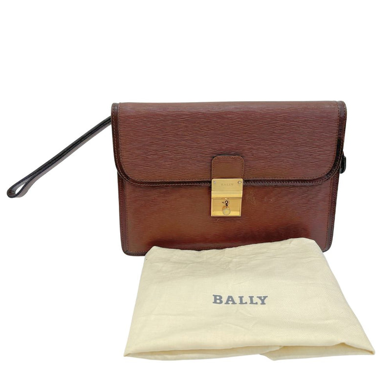 【BALLY】バリー
 セカンドバッグ
 レザー 茶 手提げ 錠前 メンズ