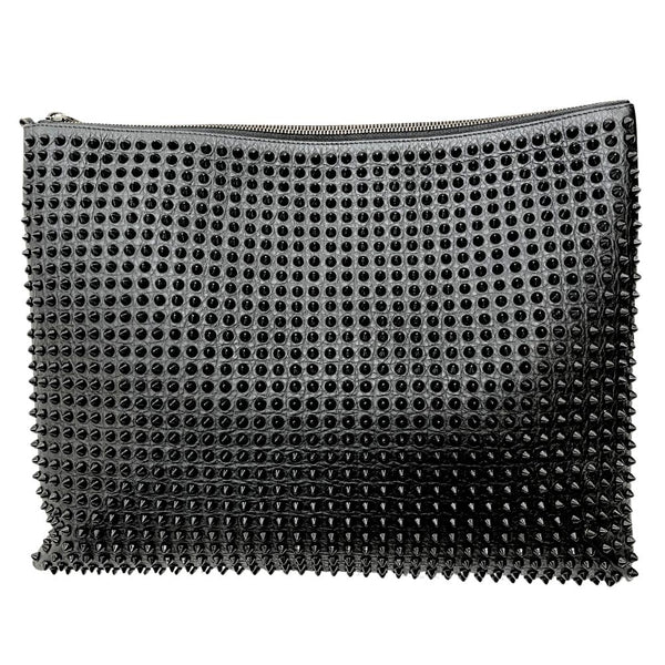 [Christian Louboutin] Christian Lubutan 
 Spike Soods Second Bag 
 Clutch bag leather black fastener SPIKE STUDS Unisex