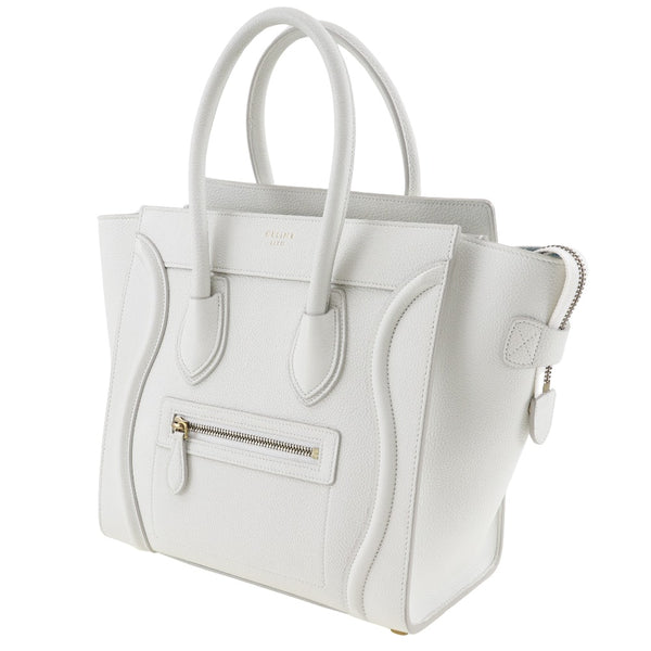 [Celine] Celine 
 Luggage handbag 
 Micro Shopper 167793AQL.01IC Leather Ice Burg White Hand Product A5 Fastener LUGGAGE Ladies A-Rank