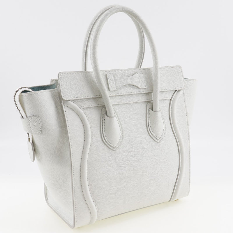 [Celine] Celine 
 Luggage handbag 
 Micro Shopper 167793AQL.01IC Leather Ice Burg White Hand Product A5 Fastener LUGGAGE Ladies A-Rank