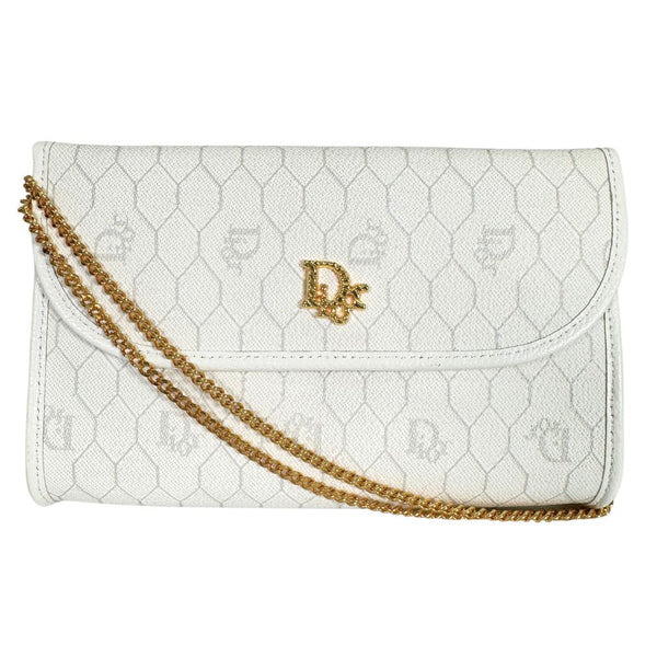 [Dior] Christian Dior 
 Chain shoulder shoulder bag 
 PVC white diagonal shoulder snap button CHAINSHOULDER Ladies