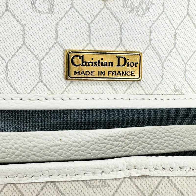 [Dior] Christian Dior 
 체인 어깨 어깨 가방 
 PVC 흰색 대각선 어깨 스냅 버튼 체인 더 숙녀