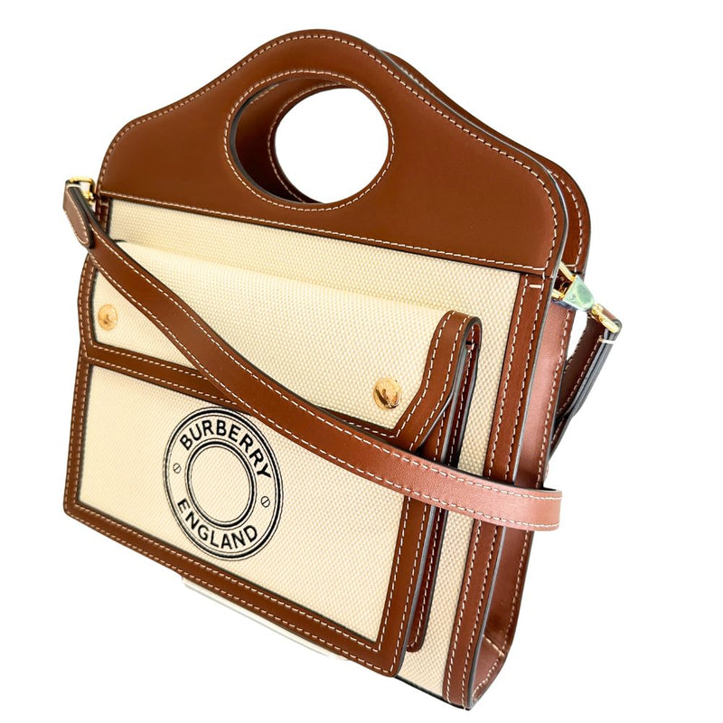[Burberry] Burberry 
 Pocket bag handbag 
 2way shoulder canvas x calf diagonal hanging handbag 2way open Pocket Bag Ladies A rank
