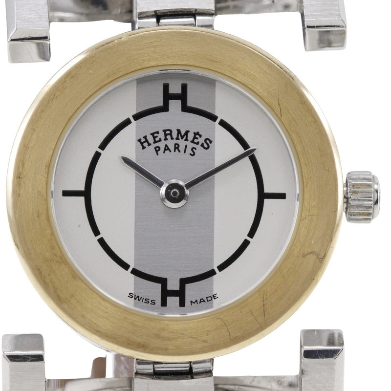 【HERMES】エルメス
 パプリカ 腕時計
 PA1.220 ステンレススチール×レザー □F刻印 クオーツ アナログ表示 白文字盤 paprika レディース