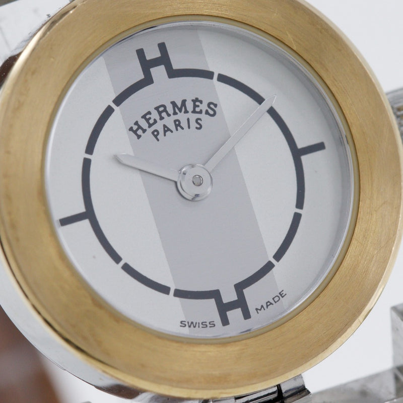 【HERMES】エルメス
 パプリカ 腕時計
 PA1.220 ステンレススチール×レザー □F刻印 クオーツ アナログ表示 白文字盤 paprika レディース