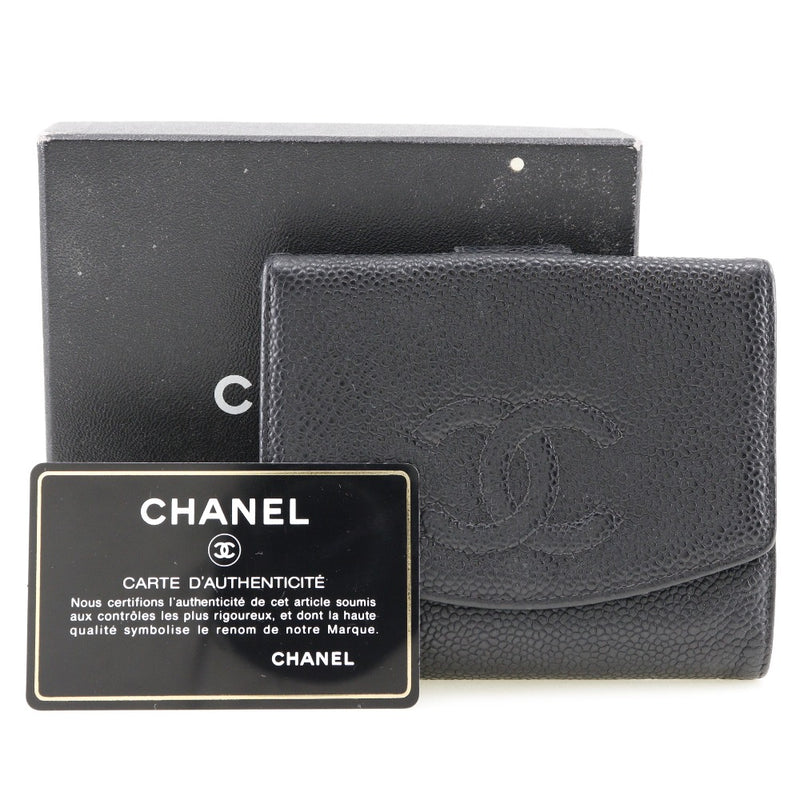 【CHANEL】シャネル
 二つ折り財布
 キャビアスキン スナップボタン レディース