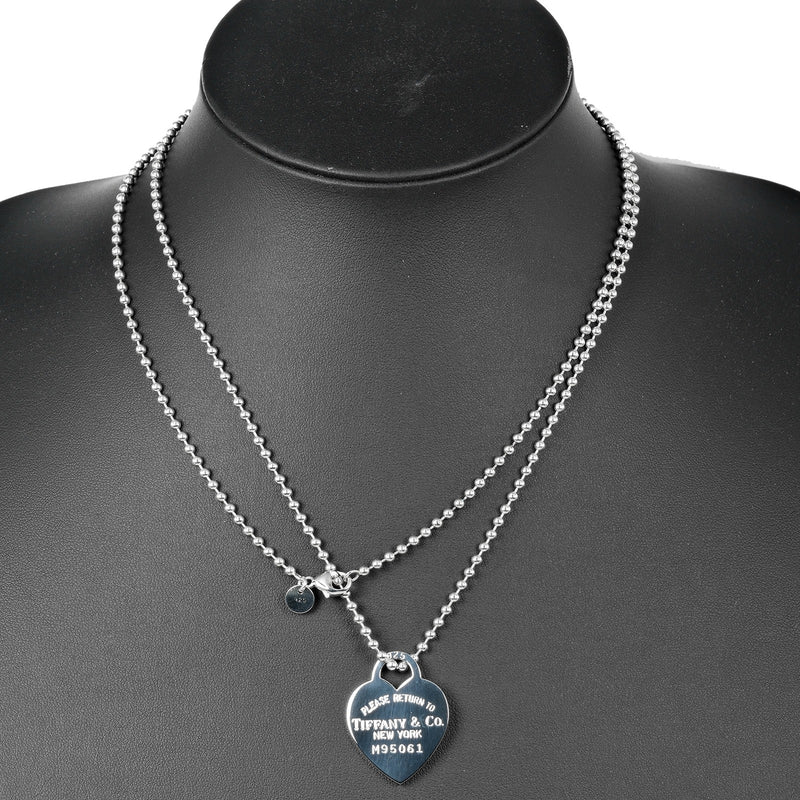[TIFFANY & CO.] Tiffany 
 Retton Tiffany Heart Tag Necklace 
 86cm Ball Chain Silver 925 Approximately 21.6g Return to Tiffany & Co. Heart Tag Ladies A Rank