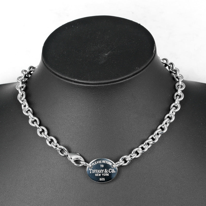 [Tiffany & co.] Tiffany 
 Regreso collar de Tiffany Obaltag 
 Choker Silver 925 alrededor de 52.17 g Regreso a Tiffany & Co. Oval Tag Ladies A Rank