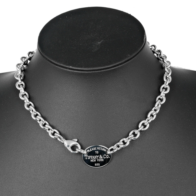 [Tiffany & co.] Tiffany 
 Regreso collar de Tiffany Obaltag 
 Choker Silver 925 aproximadamente 51.56 g Regreso a Tiffany & Co. Tag Oval Ladies A Rank