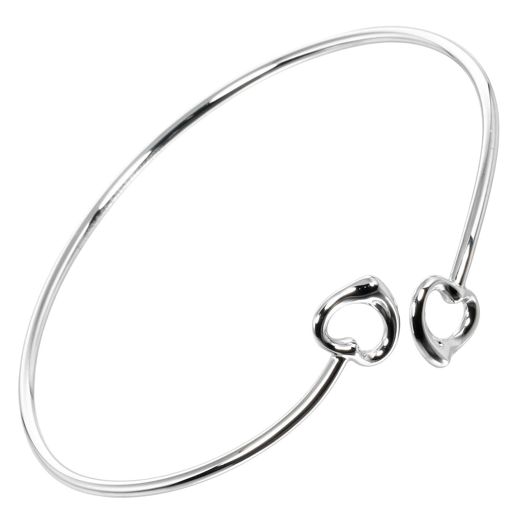 【TIFFANY&Co.】ティファニー, ダブル オープンハート バングル, シルバー925 約7.28g Double open heart  レディースAランク約17cmブレス幅