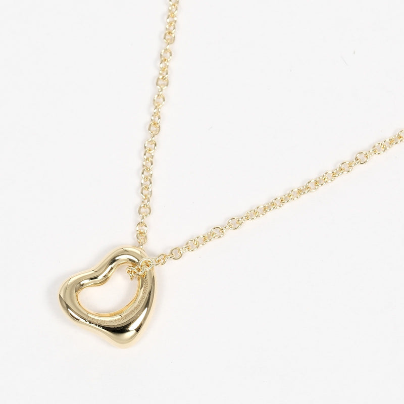 [Tiffany & co.]TIFFANY&Co. Open heart 7mm Necklace 18KYellow Gold about 1.69G Open Heart 0.3 "Ladies A+Rank